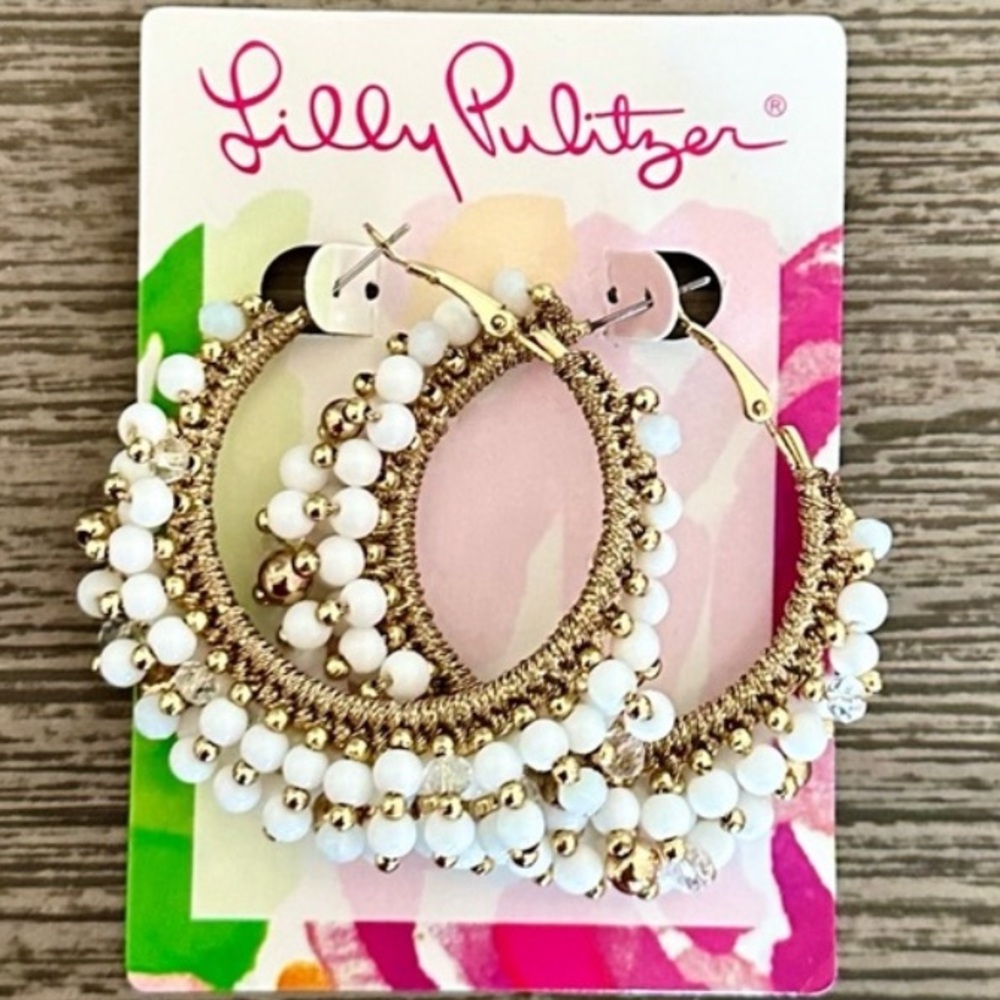 Lilly Pulitzer Beaded Hoop Earrings - Picture 7 of 10